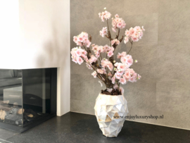 Schelpenpot met bloesems licht roze (24x17)