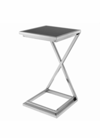 EICHHOLTZ Side Table Bijzettafel Cross (Black Glass/Nickel)