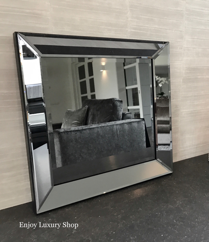 tafereel Productiecentrum Keelholte Spiegel met spiegellijst Antraciet (50x50) | Spiegellijsten als spiegel |  Enjoy Luxury Shop