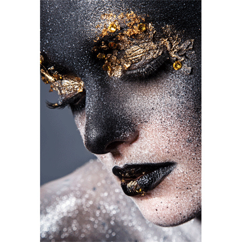 AluArt Kunstwerk - Girl black Gold Face