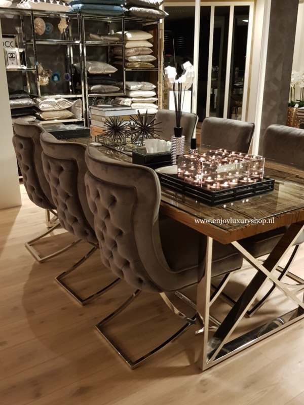 Afdeling taal aanraken Luxe Eettafel hout /chroom | LUXURY Meubels | Enjoy Luxury Shop