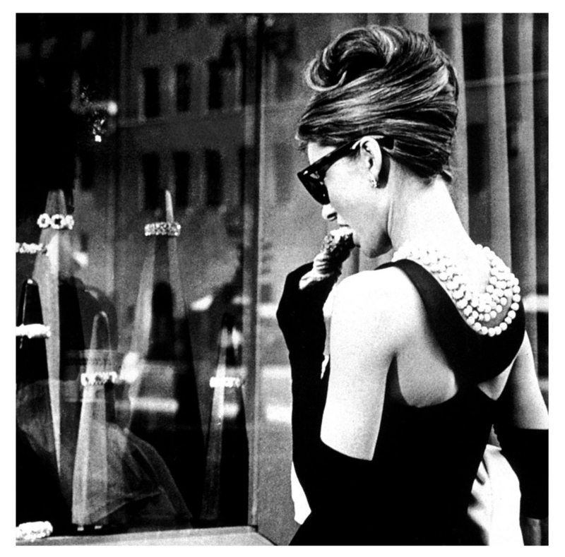 Spiegellijst Audrey Hepburn (3) Breakfast at Tiffany’s (50x50)