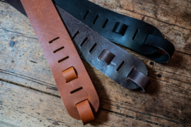 Liam's Adjustable  Leather Bass Guitar Strap (extra wide - 8cm)