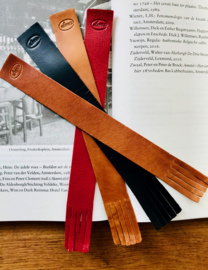 LIAM'S Boekenlegger - set van 3 - leren bladwijzer  Gemaakt van rest (echt) leer - Zwart - Cognac en Rood