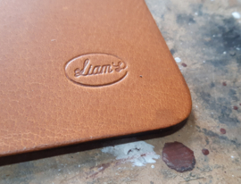 LIAM'S Saddle leather desk pad 48 cm. x 40 cm - Tiny House - color COGNAC handmade leather goods