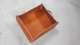 LECTURE BIN - STORAGE BOX - GOODIE BOX - 28 cm WIDE - 32 cm DEEP - 13 cm HIGH - COGNAC