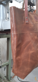 LIAM'S Shopper großes Modell - Farbe DARK BROWN - Shopper aus dunkelbraunem Leder - Einkaufstasche aus Leder - handgefertigt in den Niederlanden