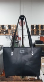 LIAM'S Shopper niedriges Modell - Farbe SCHWARZ - Einkaufstasche aus Leder-schwarzer Shopper