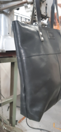LIAM'S Shopper großes Modell - Farbe SCHWARZ - Shopper aus schwarzem Leder - Einkaufstasche aus schwarzem Leder