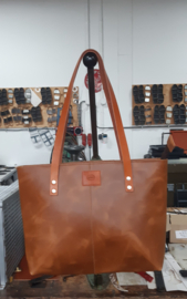 LIAM'S  shopper laag model - kleur COGNAC  leren boodschappentas-lichtbruine  shopper