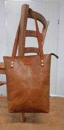 LIAM'S shopper standaard model - kleur COGNAC - shopper leer -Handgemaakt in nederland