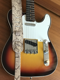 LIAM'S Lederen verstelbare gitaarband slangen print in het geel/bruin (SENDRA) - limited run - guitar strap