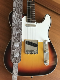 LIAM'S Lederen verstelbare gitaarband slangen print grijs- limited run - guitar strap