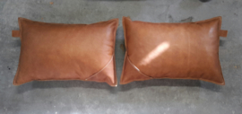 LIAM'S - Set mit 2 Lederkissen - Farbe COGNAC - handgefertigtes Lederkissen