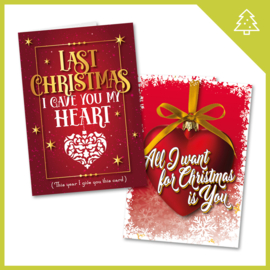 KERSTKAARTEN COMBI - 'LAST CHRISTMAS' + 'ALL I WANT FOR CHRISTMAS IS YOU'