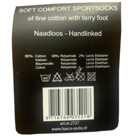 KWALITEITS SPORTSOK | NAADLOOS | 80% KATOEN | WIT | HARCO