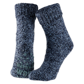 HUISSOKKEN | NATURAL WOOL | BLAUW | APOLLO | ANTI SLIP