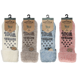 HUISSOKKEN | NATURAL WOOL | LICHT GRIJS | APOLLO | ANTI SLIP