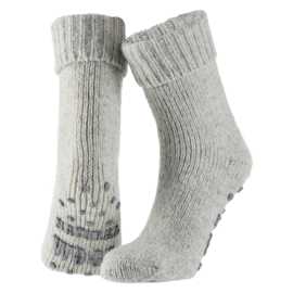 HUISSOKKEN | NATURAL WOOL | LICHT GRIJS | APOLLO | ANTI SLIP