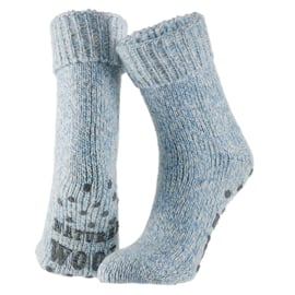 HUISSOKKEN | NATURAL WOOL | LICHT BLAUW | APOLLO | ANTI SLIP