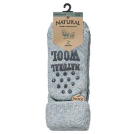 HUISSOKKEN | NATURAL WOOL | LICHT BLAUW | APOLLO | ANTI SLIP