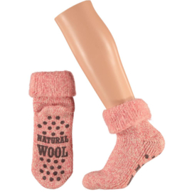 HUISSOKKEN | NATURAL WOOL | ROZE | APOLLO | ANTI SLIP