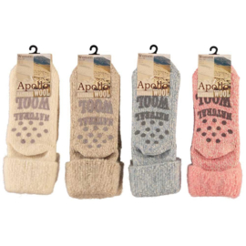 HUISSOKKEN | NATURAL WOOL | LICHT BEIGE | APOLLO | ANTI SLIP