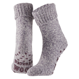HUISSOKKEN | NATURAL WOOL | LICHT PAARS | APOLLO | ANTI SLIP