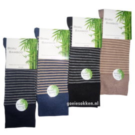 BAMBOE-SOK l BLAUW | BEIGE SMALLE STREEP l NAADLOOS l BORU