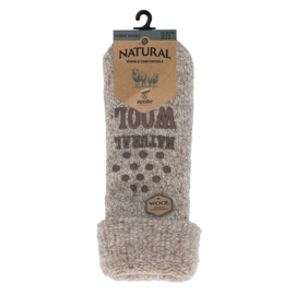 HUISSOKKEN | NATURAL WOOL | BEIGE | APOLLO | ANTI SLIP