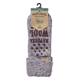 HUISSOKKEN | NATURAL WOOL | LICHT PAARS | APOLLO | ANTI SLIP