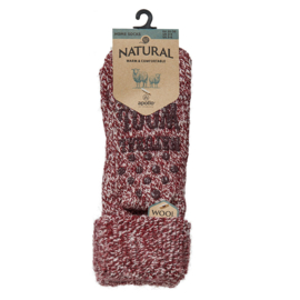 HUISSOKKEN | NATURAL WOOL | BORDEAUX ROOD | APOLLO | ANTI SLIP