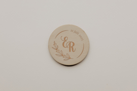 Houten ronde corsage | gepersonaliseerd