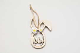 Houten paashanger | paashaas met bloemen