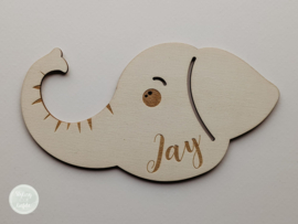 Houten naambordje voor kinderkamer | olifant