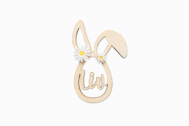 Houten paashanger met naam | bloemen