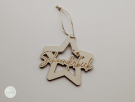 Kerstbal hout | ster met naam