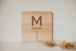 Geboorte tegeltje van hout | Mason