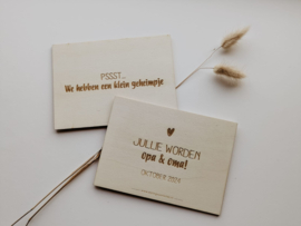 Houten kaart | Psssst.... jullie worden opa & oma!