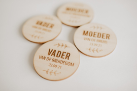 Houten corsages | vader/moeder