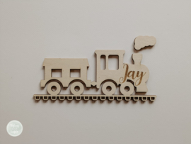 Houten naambordje voor kinderkamer | stoomtrein