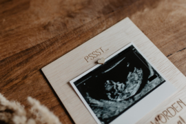 Houten kaart | zwangerschapsaankondiging met echo