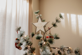 Houten kerstboom piek