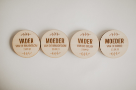 Houten corsages | vader/moeder