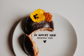 Gebaksbordje van porselein met tekst