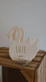 Houten spaarpot zwaan