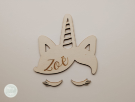 Houten naambordje voor kinderkamer | unicorn