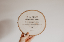 Tekst op hout | boomschijf eigen tekst