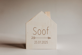 Houten spaarpot met naam | huisje