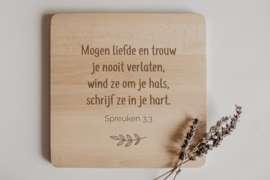 Trouwtekst op hout